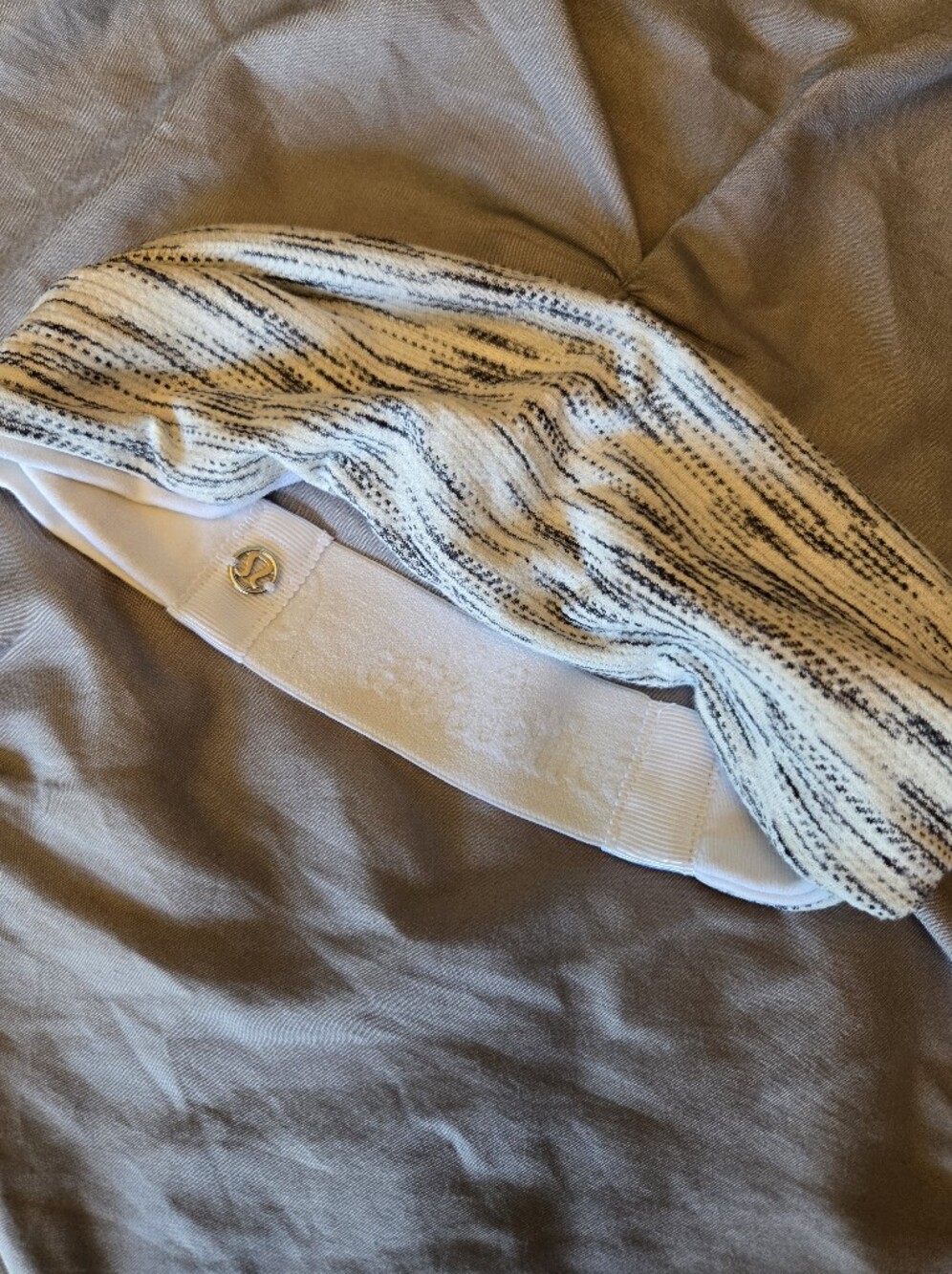 lululemon athletica White and Black Marled Stretch Workout Headband
